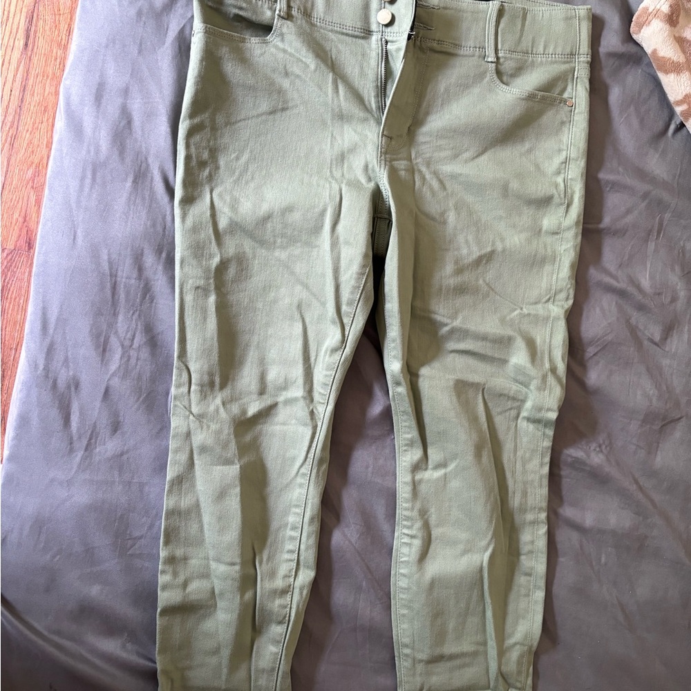 Olive Green Skinny Ankle Pants